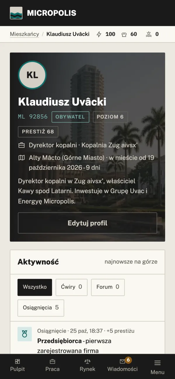 Profil na telefonie