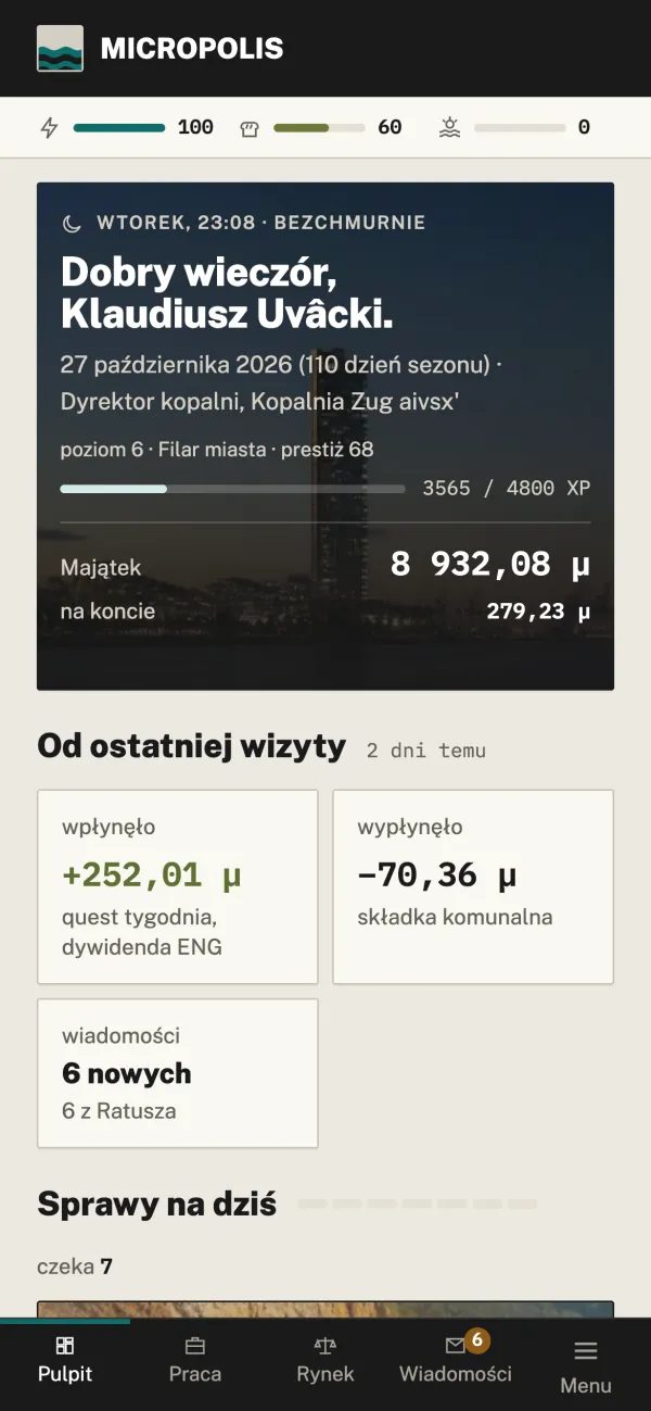 Pulpit mieszkańca na telefonie